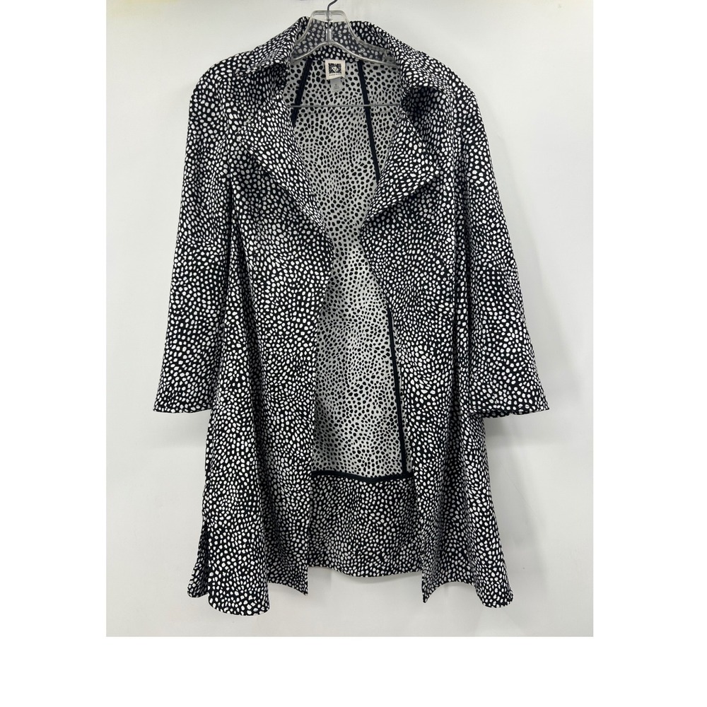 Anne Klein Womens Black White Pebble Print Open Front Cardigan Jacket Size M